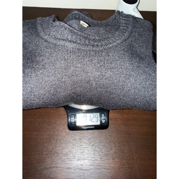 Mens Dark Gray Crew Neck Long Sleeve Sweater Knit Pullover Size L - Picture 5 of 5